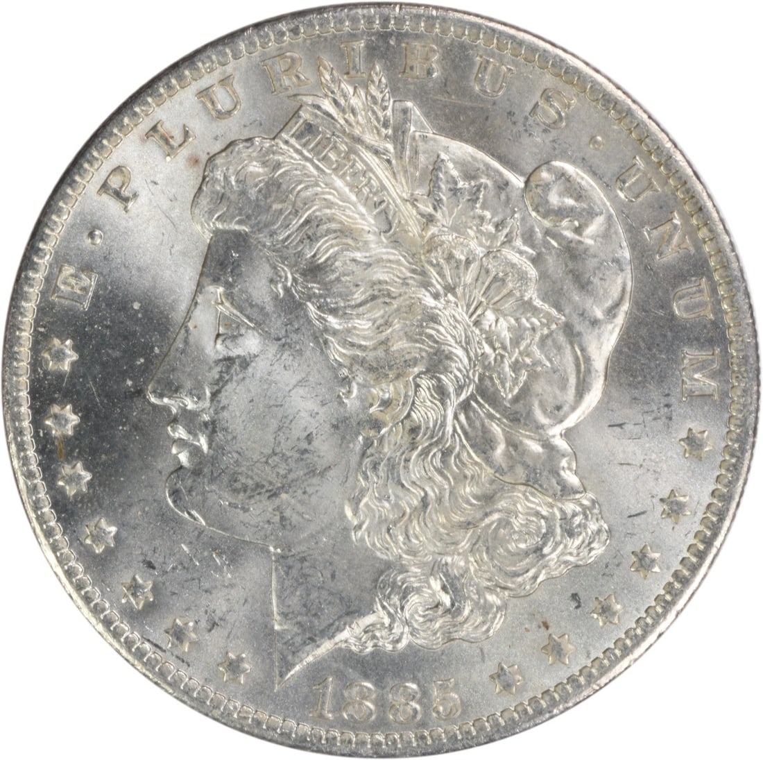 1885-O Morgan Silver Dollar Uncertified Brilliant Uncirculated: 1885-O Morgan Silver Dollar Uncertified Brilliant Uncirculated This 1885-O Morgan Silver Dollar is in Brilliant Uncirculated (BU) condition and is a prime example of the craftsmanship of its era. Feat
