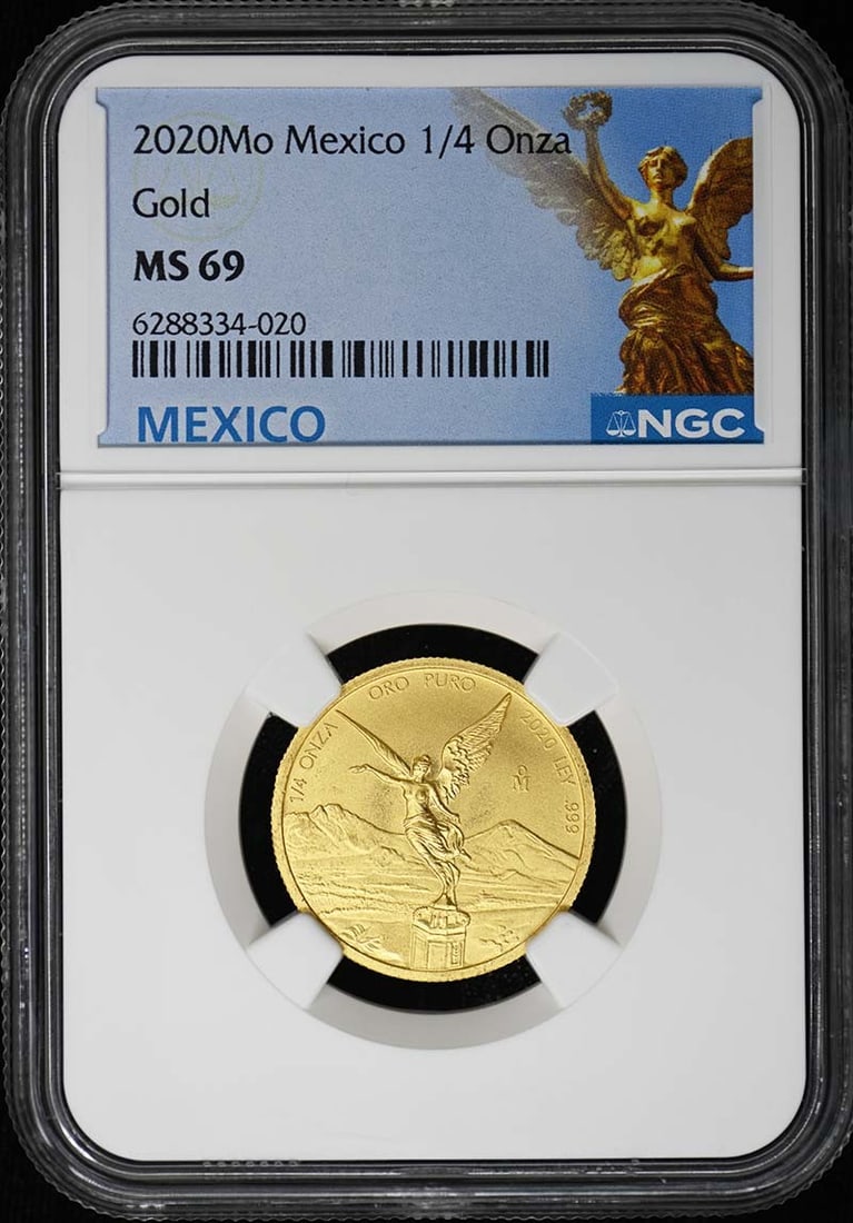 Mexico 2020 Gold 1/4 Ounce Libertad NGC MS69 With 700 Mintage: Mexico 2020 Gold 1/4 Ounce Libertad NGC MS69 With 700 Mintage This is a 2020 Mexico Gold Libertad 1/4 ounce coin, certified by NGC with a grade of MS69. The coin is uncirculated and has a total mintag