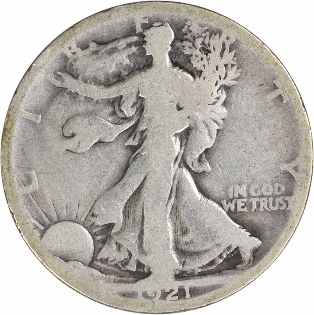 San Francisco Mint 1921 Walking Liberty Half Dollar 90 Percent Silver Coin Uncertified: San Francisco Mint 1921 Walking Liberty Half Dollar 90 Percent Silver Coin Uncertified This 1921-S Walking Liberty Half Dollar is a circulated coin from the San Francisco Mint. Designed by Adolph Alex