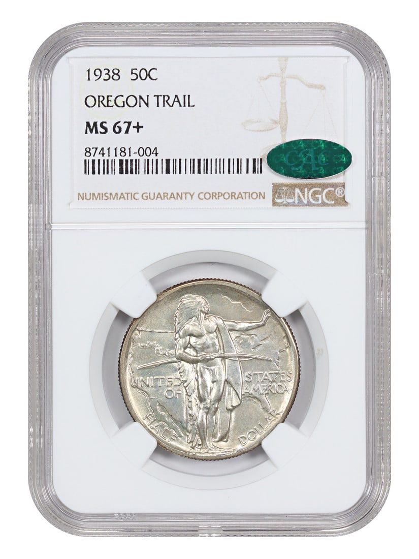 1938 Oregon 50C Silver Commemorative Coin NGC CAC MS67 Plus Low Mintage: 1938 Oregon 50C Silver Commemorative Coin NGC CAC MS67 Plus Low Mintage This 1938 Oregon 50C Classic Silver Commemorative coin is certified by NGC with a grade of MS67+ and is CAC approved. Featuring