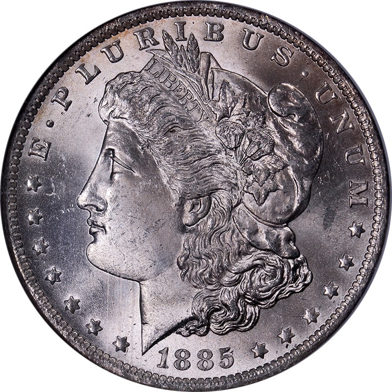 NGC MS66 1885-O Morgan Dollar Uncirculated Silver Coin New Orleans Mint: NGC MS66 1885-O Morgan Dollar Uncirculated Silver Coin New Orleans Mint This stunning 1885-O Morgan Silver Dollar, certified by NGC with a grade of MS66, showcases exceptional eye appeal and fantastic