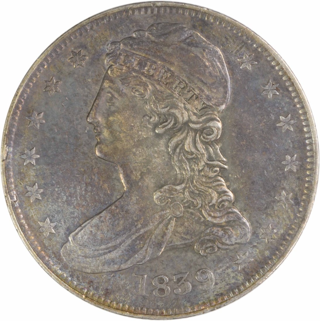 1839 Philadelphia 50C Bust Half Dollar AU Grade Uncertified: 1839 Philadelphia 50C Bust Half Dollar AU Grade Uncertified This is an 1839 Bust Half Dollar from the United States, featuring a design by Christian Gobrecht. Struck at the Philadelphia Mint, this cir