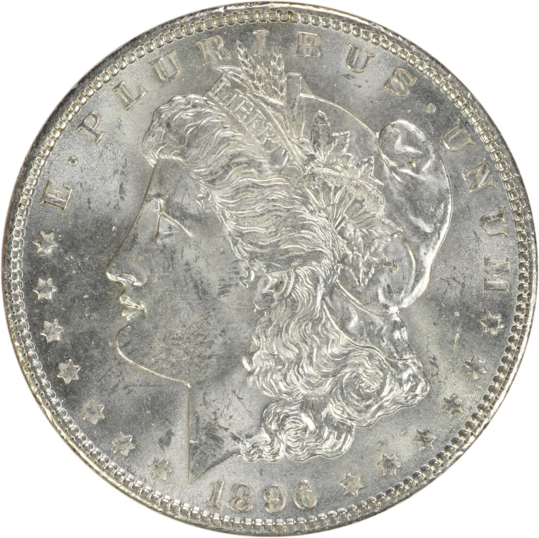 1896 Morgan Silver Dollar Choice BU Uncertified Silver Coin: 1896 Morgan Silver Dollar Choice BU Uncertified Silver Coin This 1896 Morgan Silver Dollar is a stunning choice for collectors. It is uncirculated and features a beautiful silver composition, showcasi