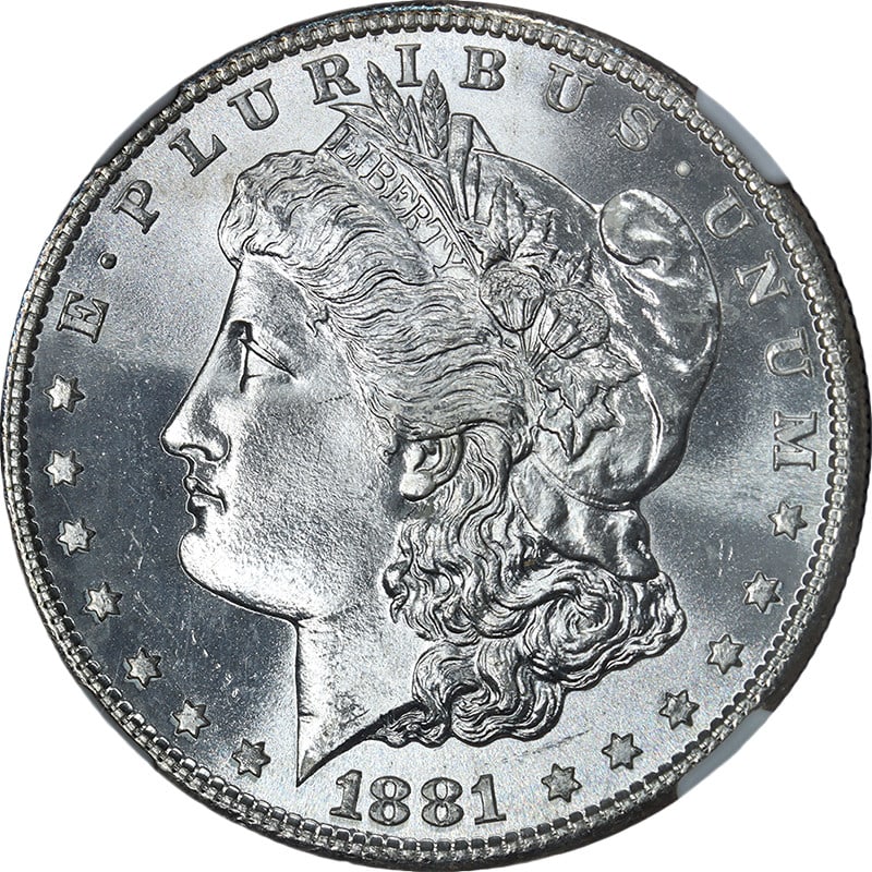 NGC Graded MS66 1881-S Morgan Dollar Lustrous Uncirculated Silver Coin: NGC Graded MS66 1881-S Morgan Dollar Lustrous Uncirculated Silver Coin This 1881-S Morgan Silver Dollar is certified by NGC with a grade of MS66, indicating it is uncirculated and in exceptional condi
