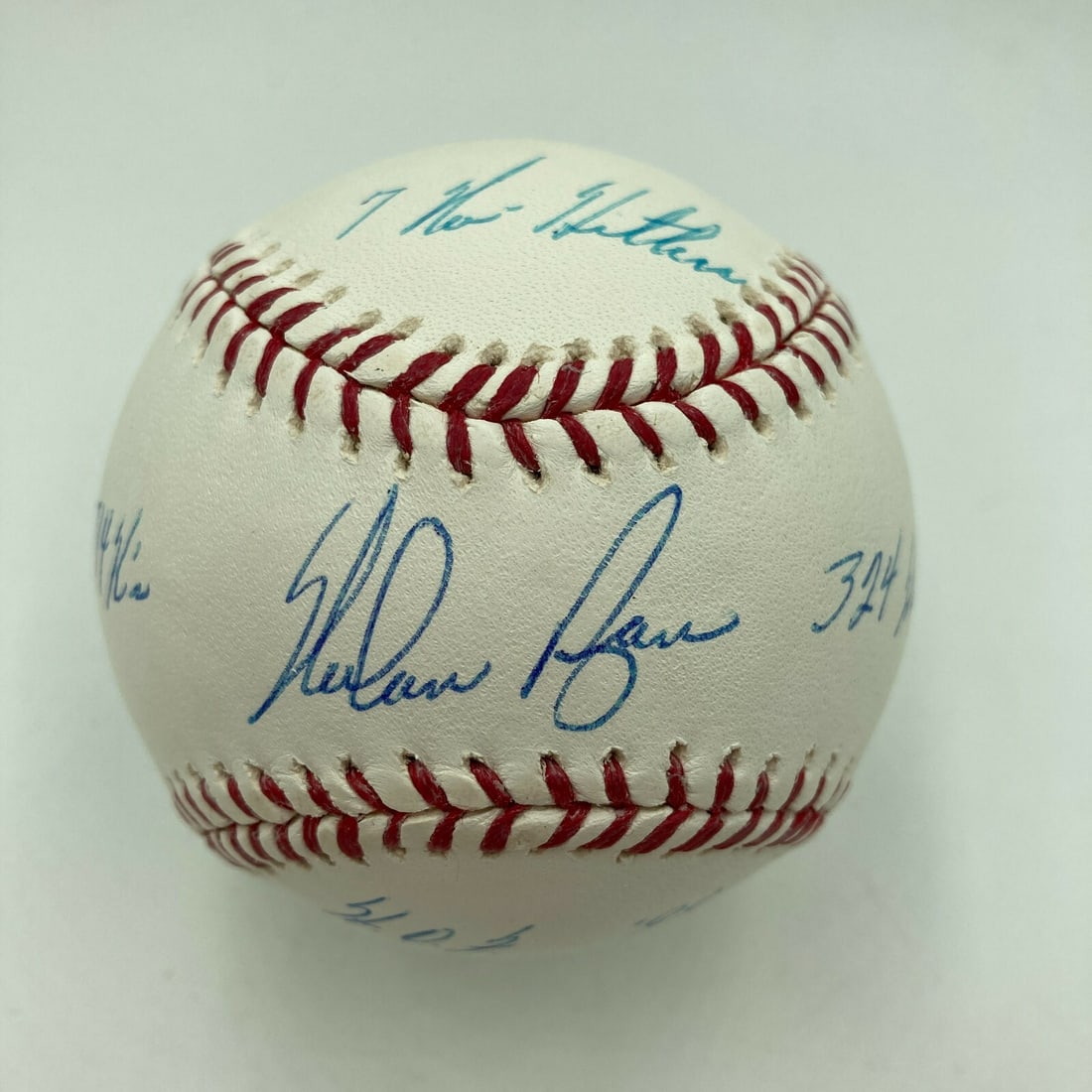 Nolan Ryan Signed MLB Baseball with Career Stats JSA COA: Nolan Ryan Signed MLB Baseball with Career Stats JSA COA This is a stunning Official Major League Baseball signed by the legendary Nolan Ryan, featuring heavy inscriptions detailing his remarkable car