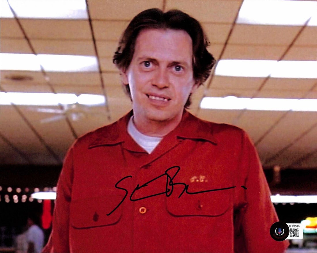 Steve Buscemi Signed 8x10 Photo The Big Lebowski Beckett Certified: Steve Buscemi Signed 8x10 Photo The Big Lebowski Beckett Certified This authentic 8x10 photograph features the signature of actor Steve Buscemi, known for his role as "Theodore Donald" in the cult cla