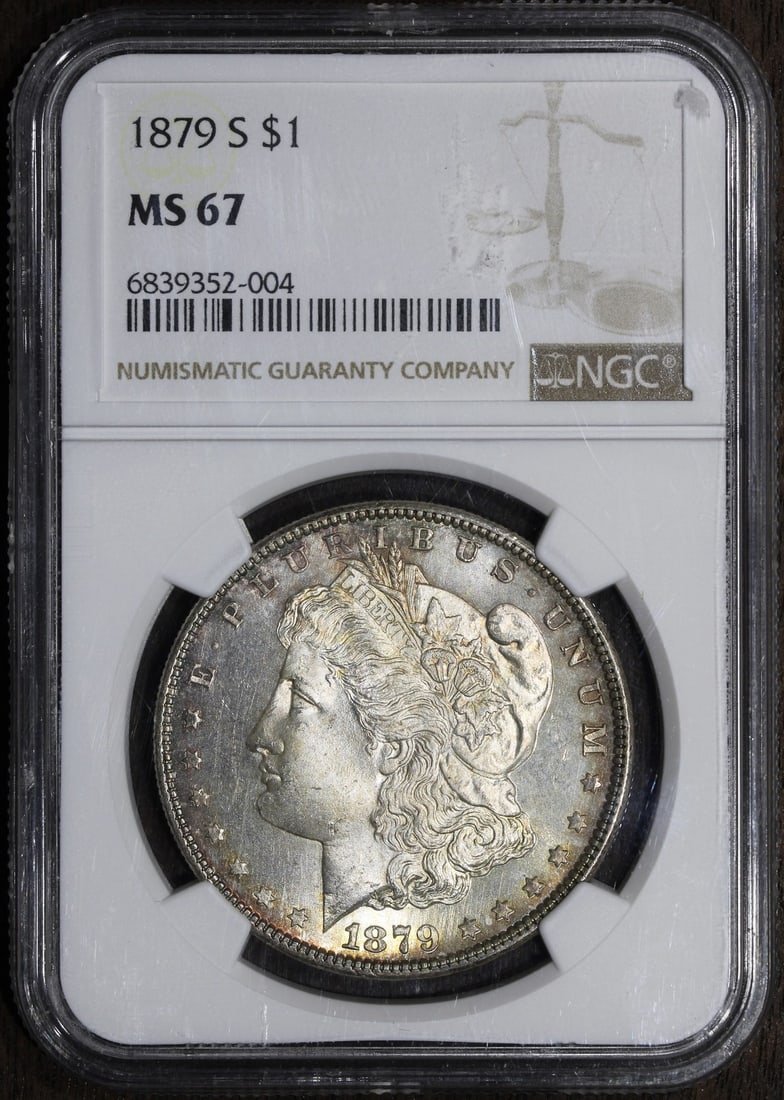 1879-S Morgan Silver Dollar MS67 NGC Superb Gem Prooflike: 1879-S Morgan Silver Dollar MS67 NGC Superb Gem Prooflike This 1879-S Morgan Silver Dollar is graded as MS67 by NGC, showcasing its exceptional quality as a Superb Gem. This uncirculated coin features