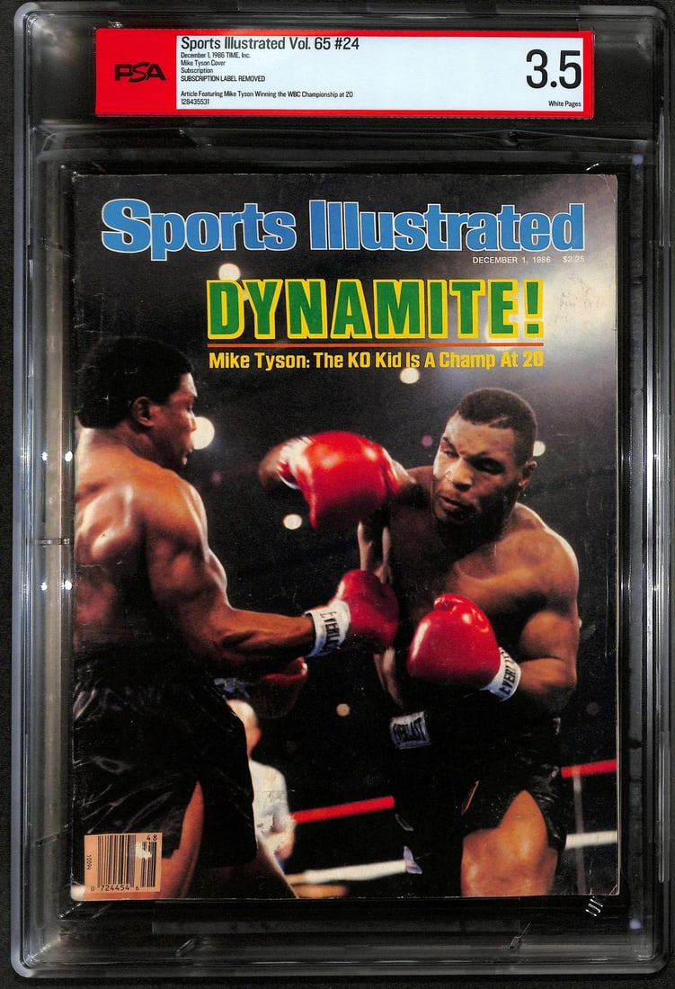 Sports Illustrated December 1986 Mike Tyson WBC Champion PSA 3.5 White Pages: Sports Illustrated December 1986 Mike Tyson WBC Champion PSA 3.5 White Pages This is a December 1, 1986 issue of Sports Illustrated featuring Mike Tyson following his WBC Heavyweight Championship vict