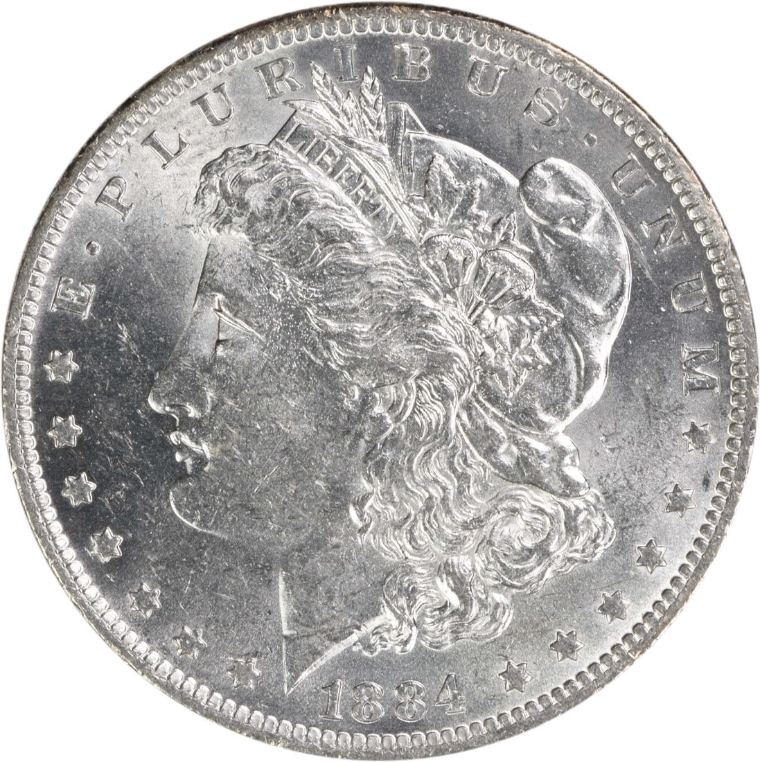 Uncirculated 1884 O Silver Dollar Morgan Type Uncertified: Uncirculated 1884 O Silver Dollar Morgan Type Uncertified This 1884-O Morgan Silver Dollar is an uncirculated, brilliant un-used coin. It is composed of silver and was minted in New Orleans. The coin
