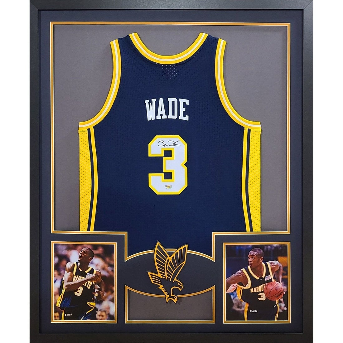 Dwyane Wade Autographed Framed Jersey Marquette Eagles Fanatics Authentic: Dwyane Wade Autographed Framed Jersey Marquette Eagles Fanatics Authentic This autographed Dwyane Wade jersey is beautifully framed and authenticated by Fanatics, a leader in sports memorabilia. The m