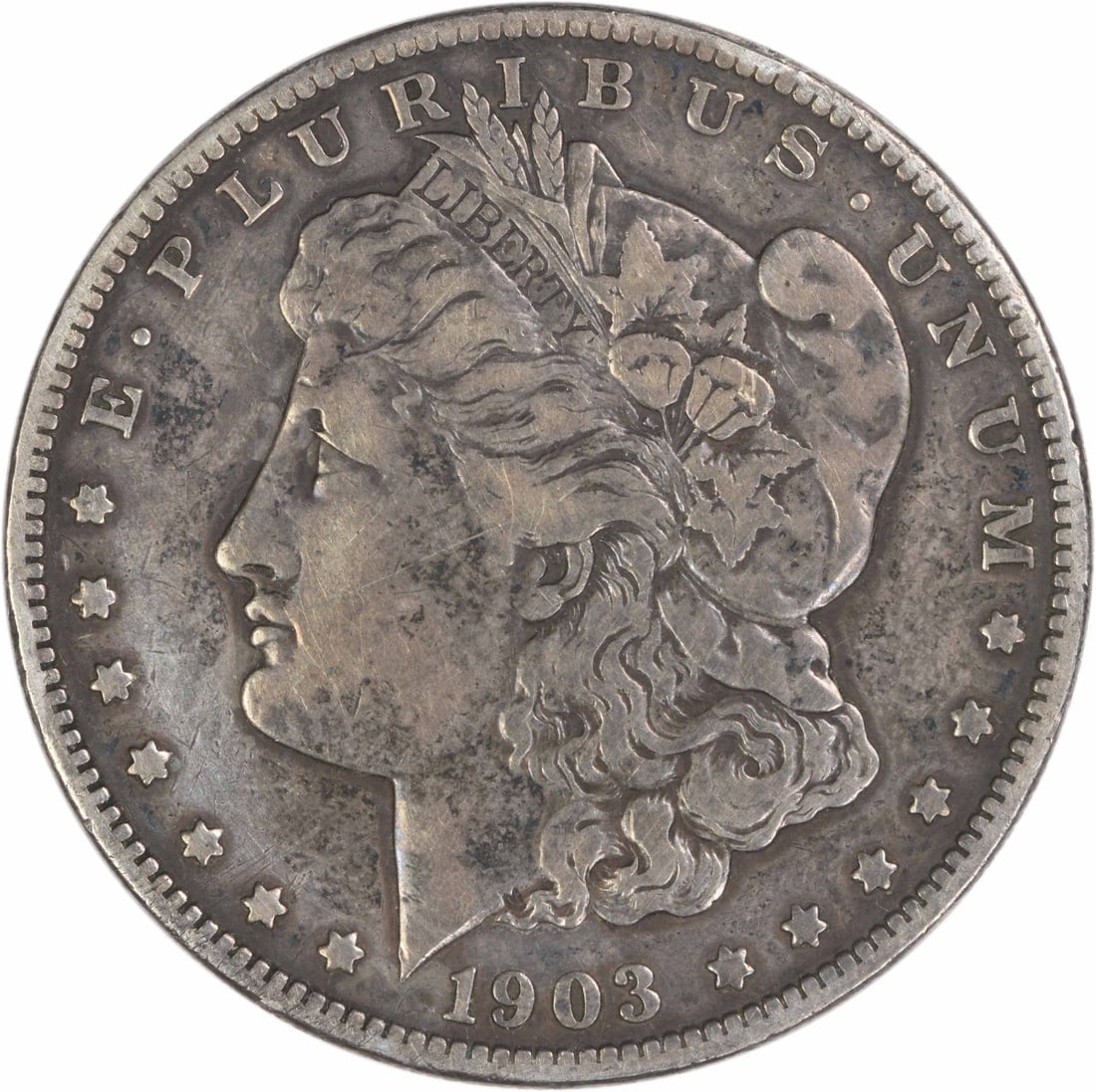 San Francisco 1903 Morgan Dollar 90 Silver Circulated VF Uncertified: San Francisco 1903 Morgan Dollar 90 Silver Circulated VF Uncertified This 1903-S Morgan Silver Dollar is a circulated coin graded as Very Fine (VF). Struck at the San Francisco Mint, it features a com