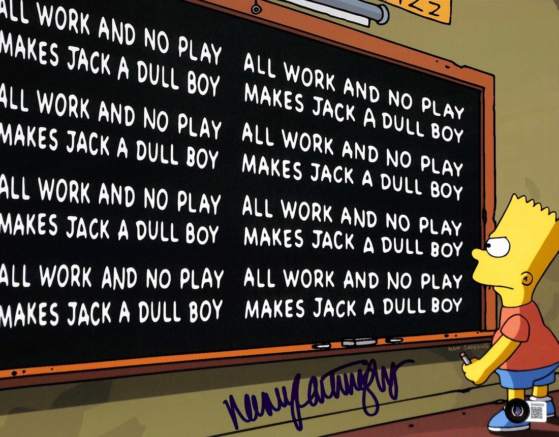 Autographed 11x14 Photo of Nancy Cartwright from The Simpsons Beckett Certified: Autographed 11x14 Photo of Nancy Cartwright from The Simpsons Beckett Certified This 11x14 photograph features an autograph by Nancy Cartwright, known as the long-time voice of Bart Simpson from the a