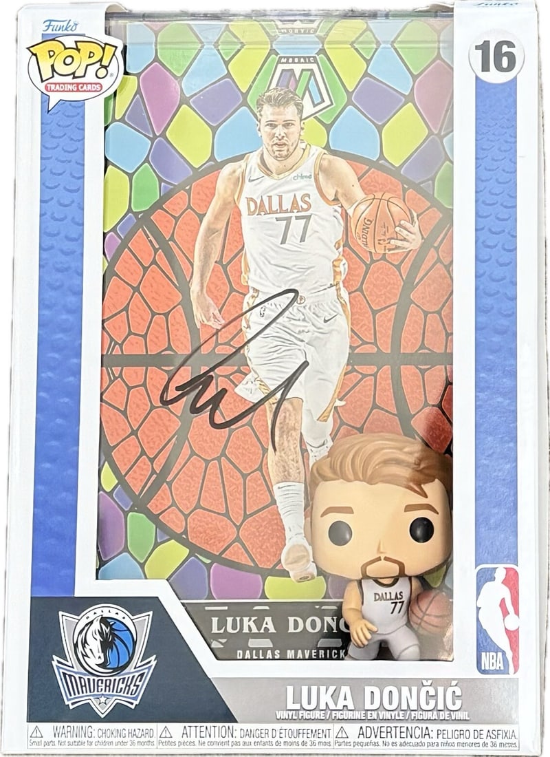 Luka Doncic Signed Funko Pop Panini Exclusive Beckett Authenticated: Luka Doncic Signed Funko Pop Panini Exclusive Beckett Authenticated This is an autographed Funko Pop! collectible of Luka Doncic, the star player of the Dallas Mavericks. The figure is a Panini Exclus