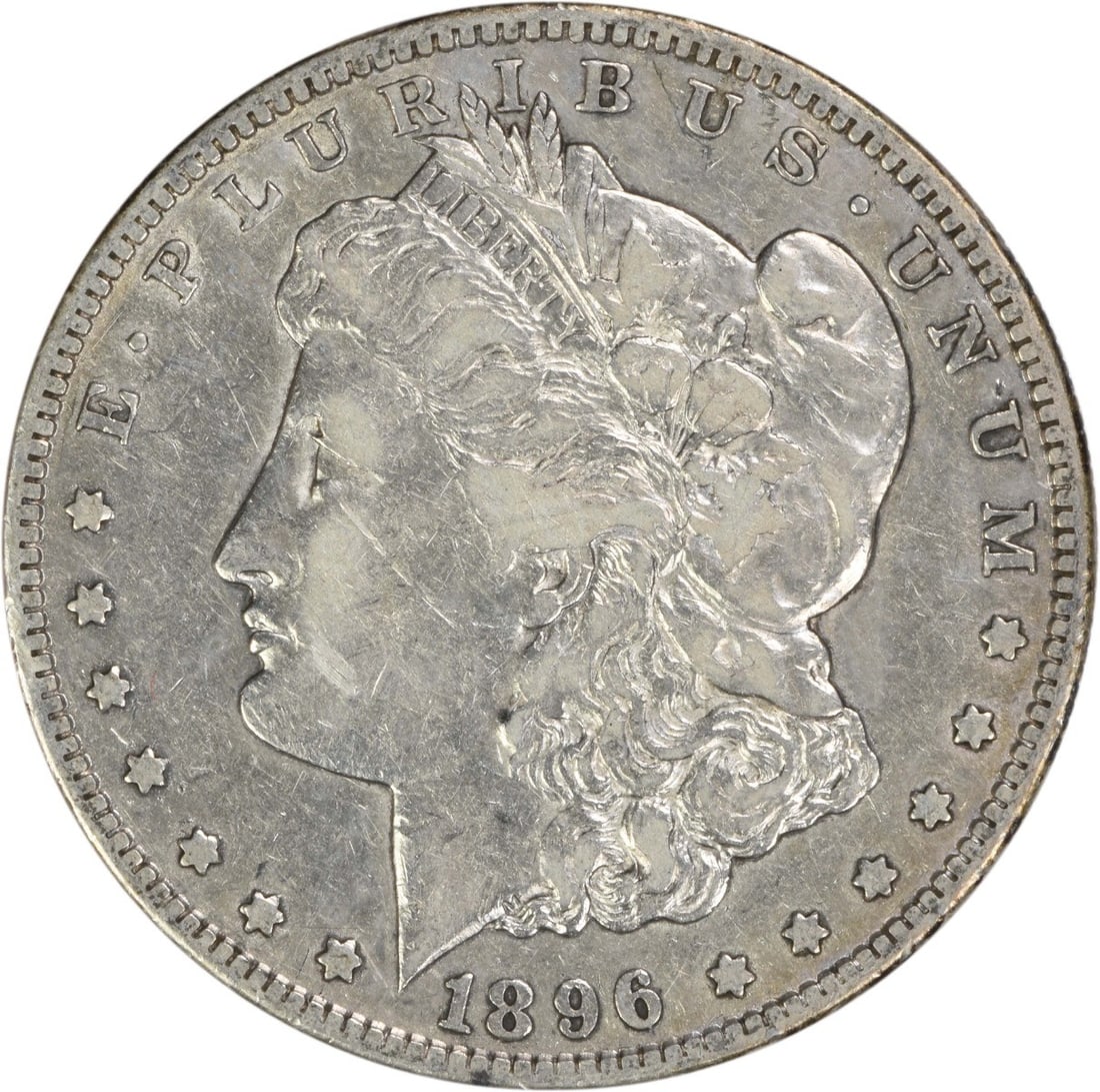 San Francisco Mint 1896 Morgan Dollar 90 Percent Silver VF Grade Uncertified: San Francisco Mint 1896 Morgan Dollar 90 Percent Silver VF Grade Uncertified This 1896-S Morgan Silver Dollar is a circulated coin minted in San Francisco. Composed of 90% silver and 10% copper, it fe