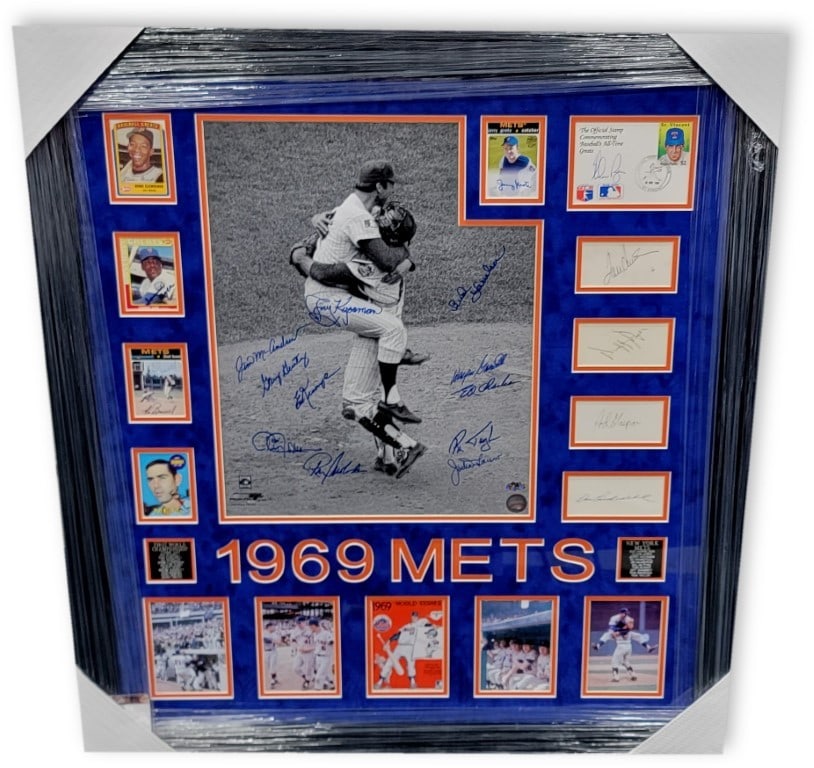 1969 Mets World Series Signed Auto Collage 16x20 GAI Authenticated: 1969 Mets World Series Signed Auto Collage 16x20 GAI Authenticated Celebrate the 1969 Miracle New York Mets with this stunning World Series signed auto collage. This unique piece features a 16x20 phot