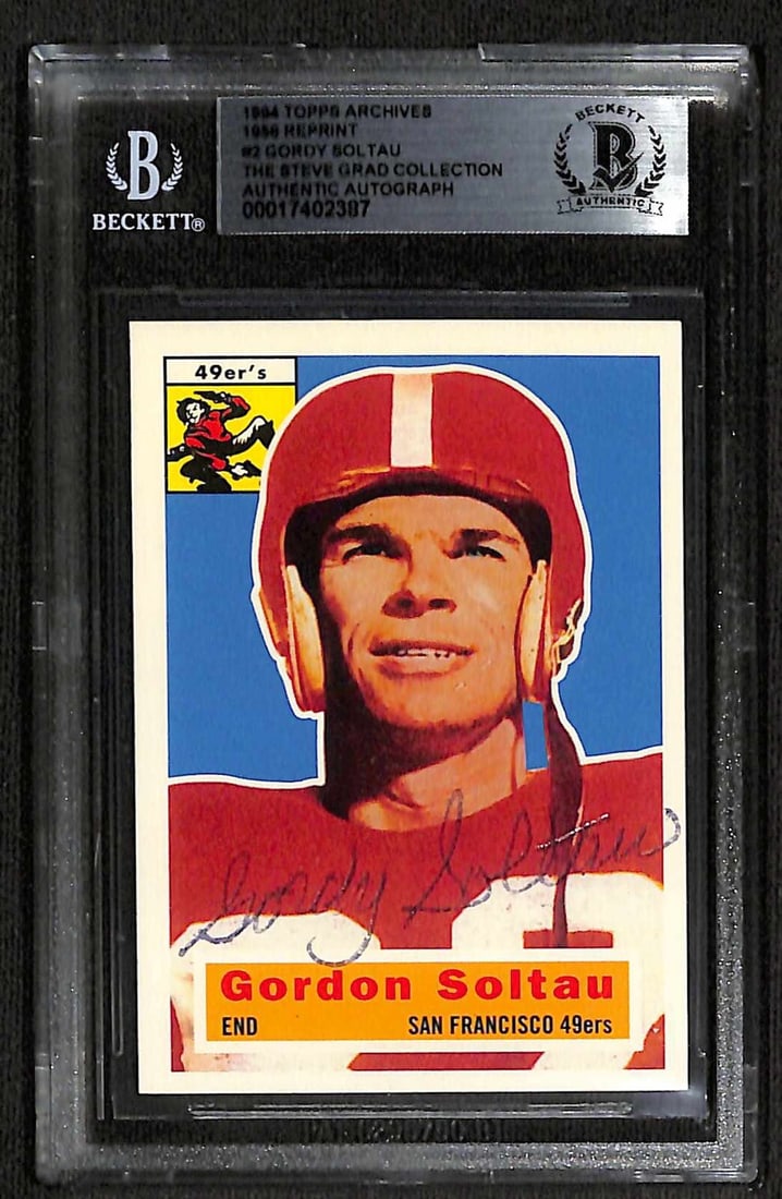 Gordy Soltau Signed 1994 Topps Archives 1956 #2 Card Beckett Authenticated: Gordy Soltau Signed 1994 Topps Archives 1956 #2 Card Beckett Authenticated This is an authentic 1994 Topps Archives 1956 #2 sports trading card, signed by Gordy Soltau, the former San Francisco 49ers