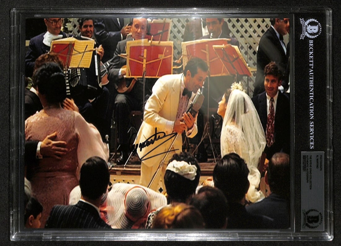 Al Martino Signed 8x10 Godfather Wedding Photo Beckett Authenticated: Al Martino Signed 8x10 Godfather Wedding Photo Beckett Authenticated This is an original 8x10 color photograph signed by singer Al Martino, known for his role as the wedding singer in the movie The Go