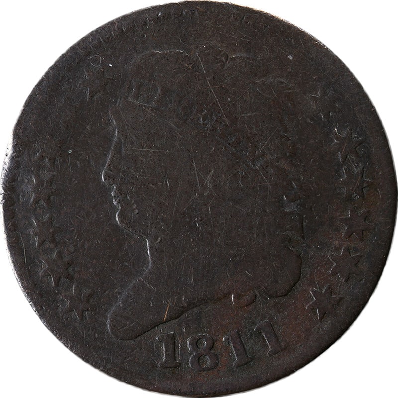 1811 Half Cent Close Date Copper G/VG Details Coin (1 of 2)