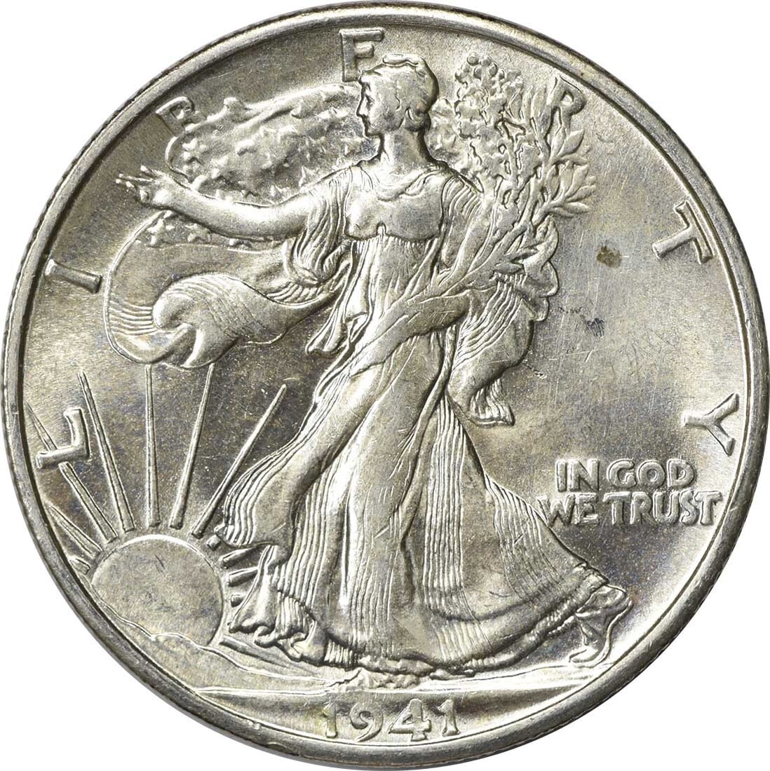 1941-S Walking Liberty Silver Half Dollar Choice BU Uncertified: 1941-S Walking Liberty Silver Half Dollar Choice BU Uncertified This 1941-S Walking Liberty Silver Half Dollar features a striking design and is classified as Choice BU (Brilliant Uncirculated). Produ