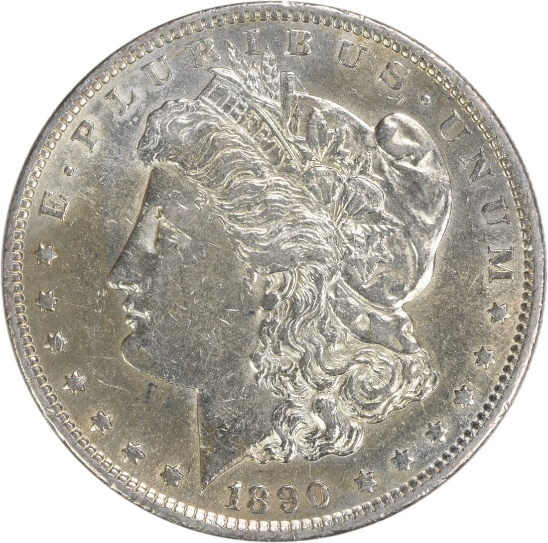 1890-S Morgan Silver Dollar AU Uncertified San Francisco Mint: 1890-S Morgan Silver Dollar AU Uncertified San Francisco Mint This 1890-S Morgan Silver Dollar is an exquisite piece of numismatic history, showcasing the artistry of designer George T. Morgan. This c