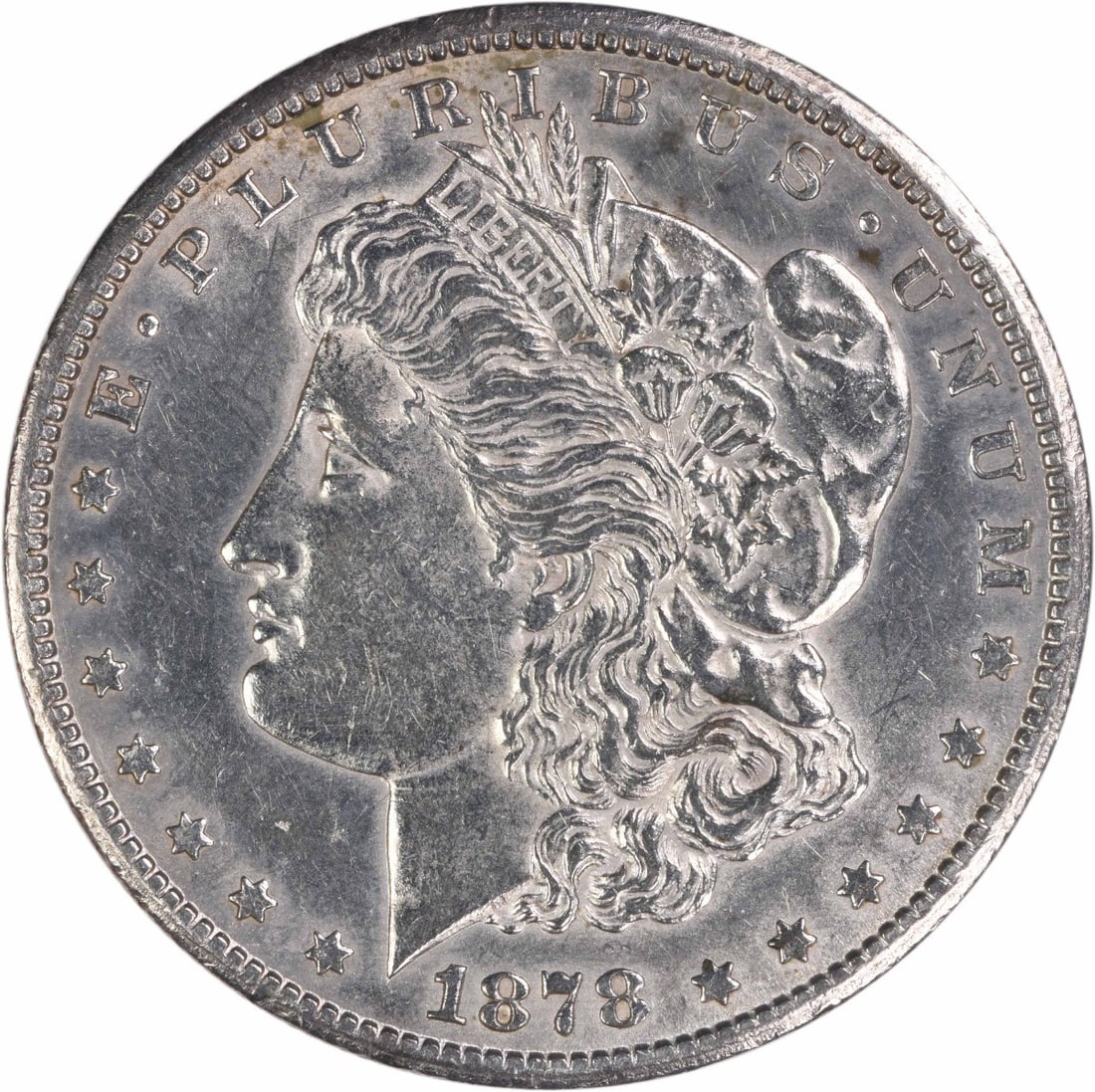 Carson City 1878 Morgan Dollar AU Grade 90 Percent Silver Uncertified: Carson City 1878 Morgan Dollar AU Grade 90 Percent Silver Uncertified This is an 1878-CC Morgan Silver Dollar from the Carson City Mint. The coin is composed of 90% silver and 10% copper and was desig