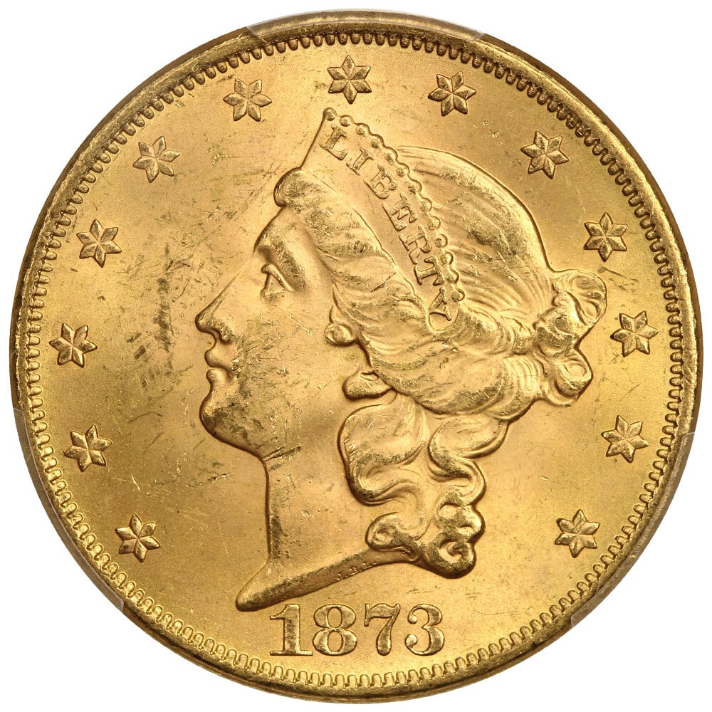 1873 $20 Liberty Head Gold Coin PCGS MS64 D.L. Hansen - 3