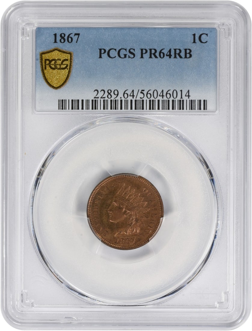 1867 Indian Head Cent PR64RB PCGS Uncirculated Rare Coin (1 of 4)