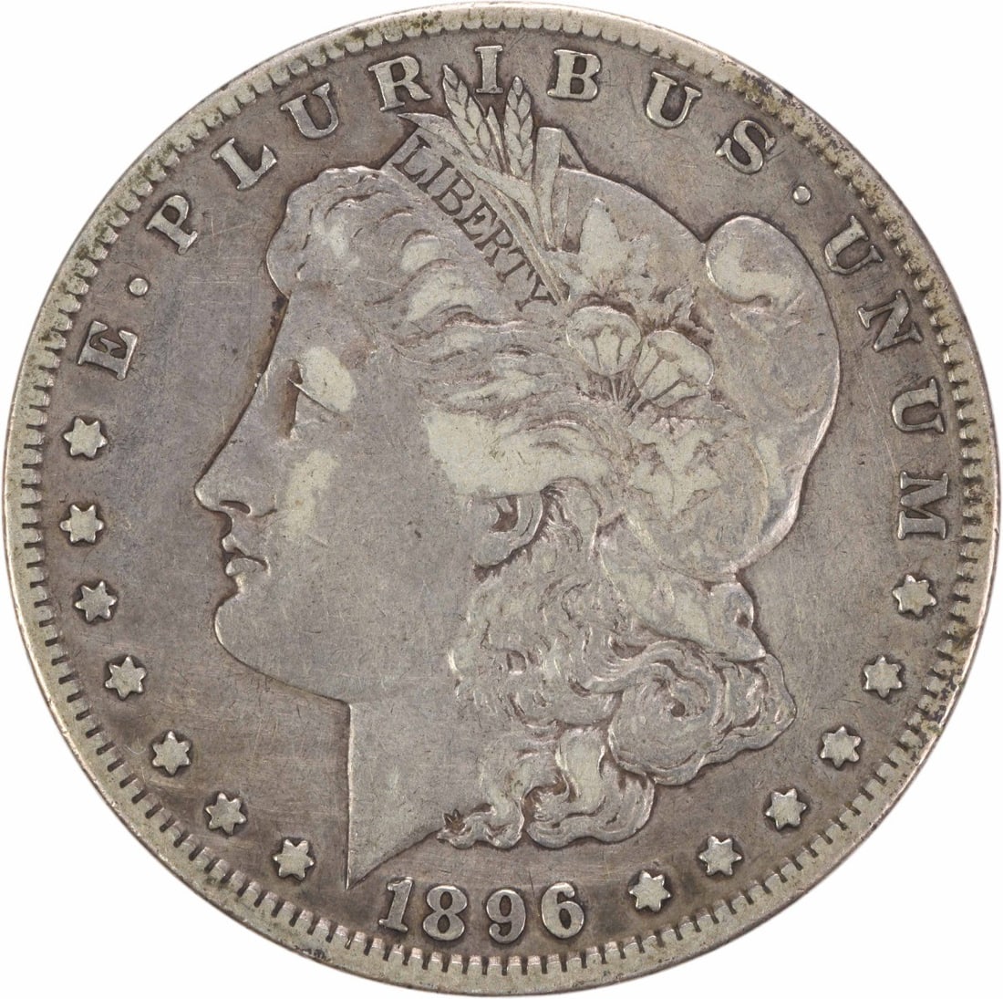1896-S Morgan Silver Dollar VF Uncertified 90% Silver Coin: 1896-S Morgan Silver Dollar VF Uncertified 90% Silver Coin This 1896-S Morgan Silver Dollar is a remarkable piece of American history, featuring a classic design by George T. Morgan. This coin is circ