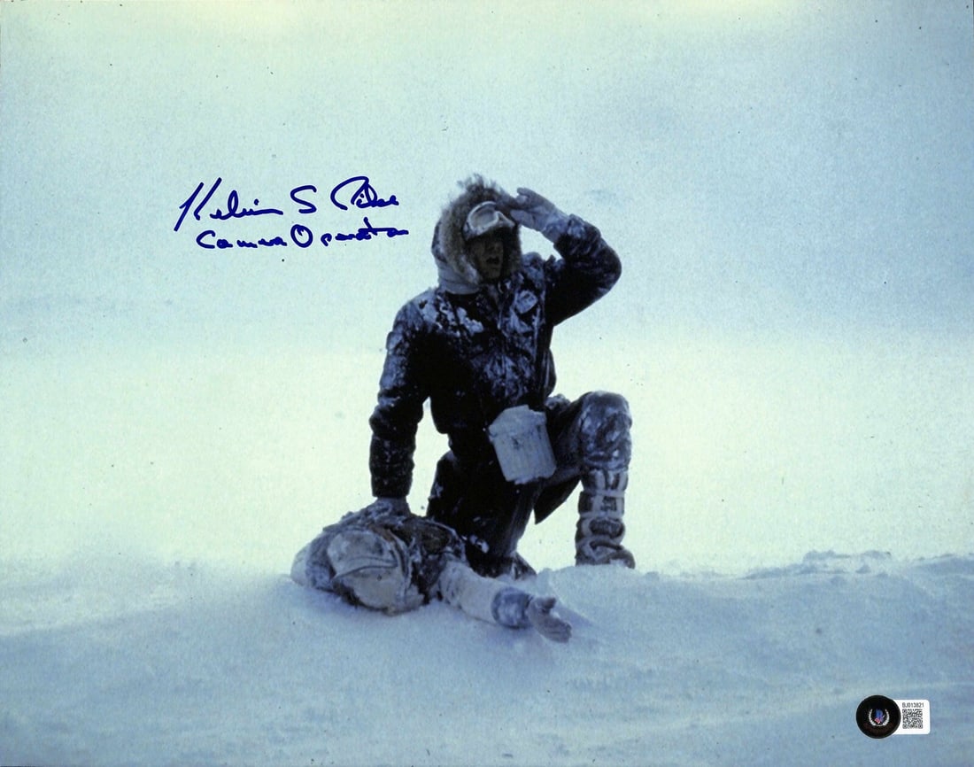 Kelvin Pike Signed 11x14 Photo Empire Strikes Back Beckett Authenticated: Kelvin Pike Signed 11x14 Photo Empire Strikes Back Beckett Authenticated This is an original 11x14 photograph signed by Kelvin Pike, the operating cameraman for Star Wars: The Empire Strikes Back. The