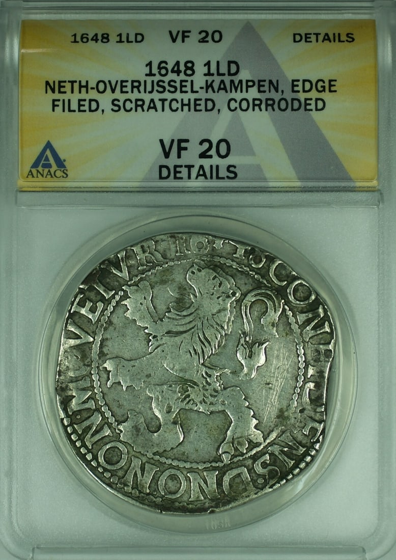 1648 Silver LeeuwenDaalder from Netherlands ANACS VF-20 Certified Coin (1 of 2)