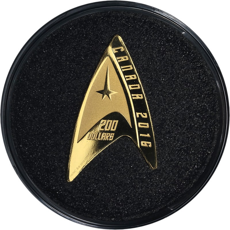 2016 Gold Proof $200 Coin Star Trek Delta Canada OGP With COA: 2016 Gold Proof $200 Coin Star Trek Delta Canada OGP With COA This 2016 Canada $200 Gold Star Trek: Delta Proof Coin is crafted from 99.99% pure gold and features a proof finish. The coin is uncircula