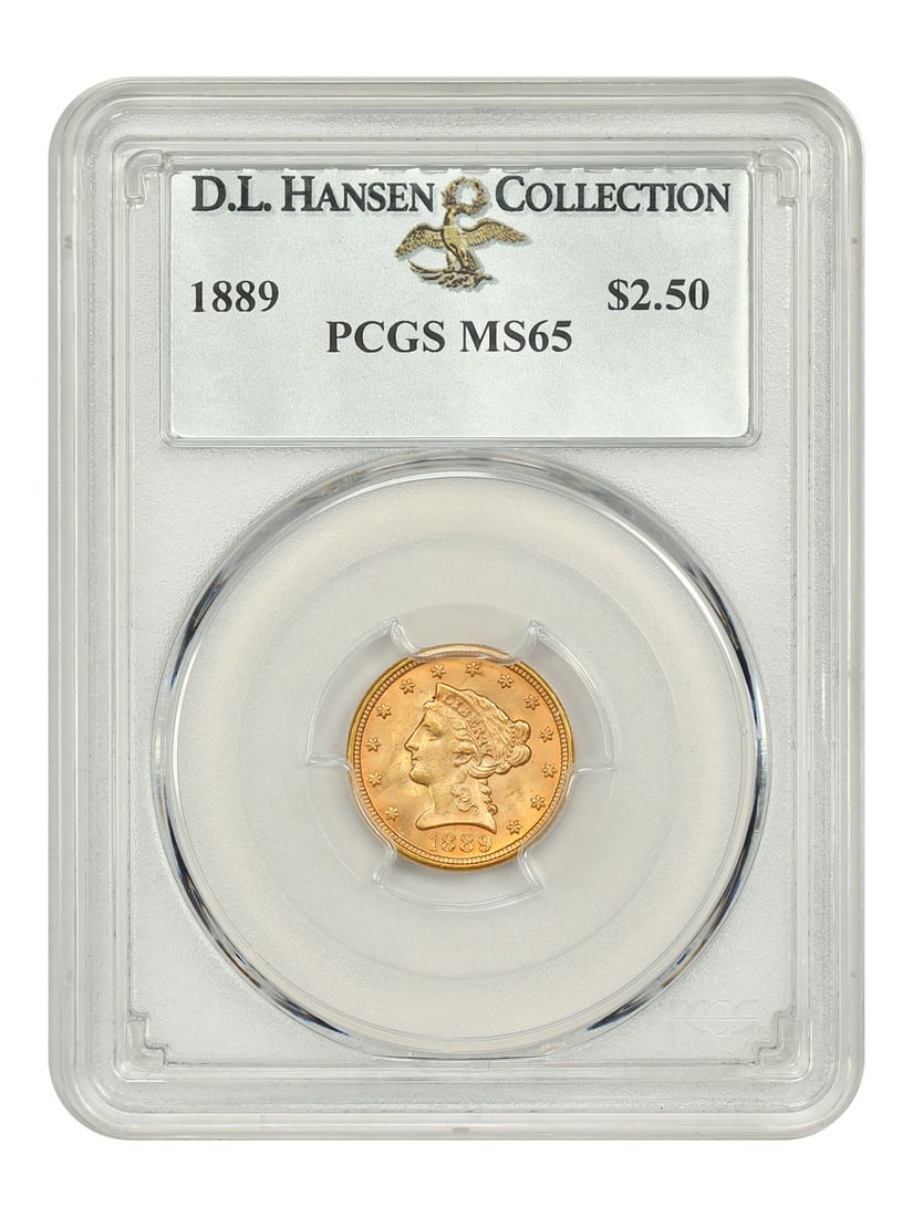 1889 Liberty Head $2.50 Gold Coin PCGS MS65 Low Mintage: 1889 Liberty Head $2.50 Gold Coin PCGS MS65 Low Mintage This 1889 Liberty Head $2.50 gold coin is certified by PCGS with a grade of MS65, making it a splendid addition to any collection. With a low mi