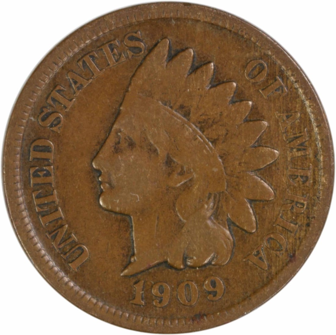 1909 San Francisco Indian Head Cent Fine Grade Uncertified: 1909 San Francisco Indian Head Cent Fine Grade Uncertified This is a 1909-S Indian Head Cent from the San Francisco Mint. The coin is circulated and has a grade of F. It is composed of 95% copper and