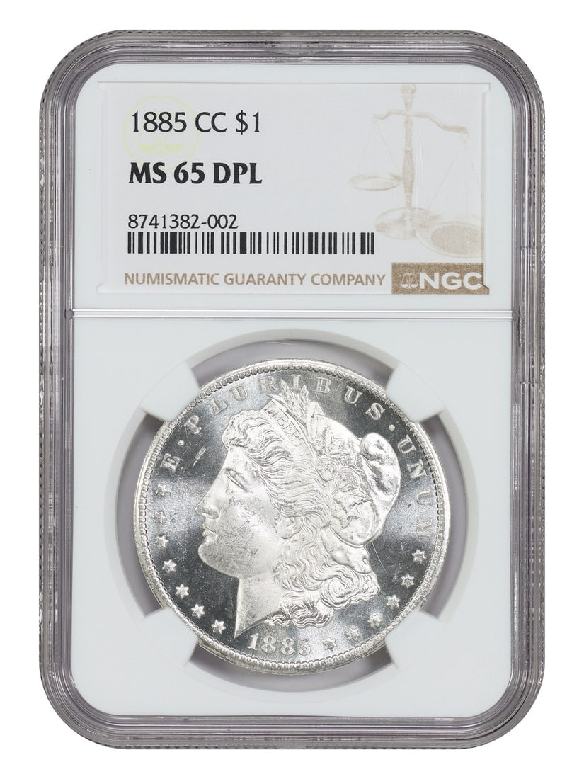 NGC MS65DMPL 1885 Carson City Morgan Silver Dollar: NGC MS65DMPL 1885 Carson City Morgan Silver Dollar This is an 1885-CC Morgan Dollar, certified by NGC with a grade of MS65DMPL. Struck at the Carson City Mint, this uncirculated coin is a popular and