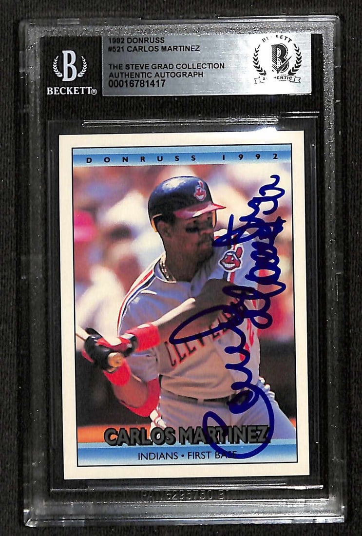 Carlos Martinez 1992 Donruss #521 Signed Baseball Card Beckett Authenticated: Carlos Martinez 1992 Donruss #521 Signed Baseball Card Beckett Authenticated This is an autographed 1992 Donruss #521 baseball trading card, signed in blue permanent marker by former Cleveland Indians
