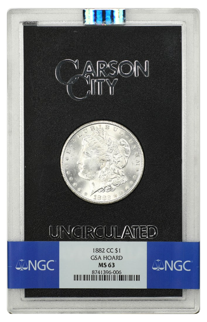 1882 Carson City Morgan Silver Dollar NGC MS63 GSA Holder: 1882 Carson City Morgan Silver Dollar NGC MS63 GSA Holder This is an 1882-CC Morgan Dollar graded MS63 by NGC. The coin is uncirculated and was minted in Carson City. It is part of the Morgan Dollar s