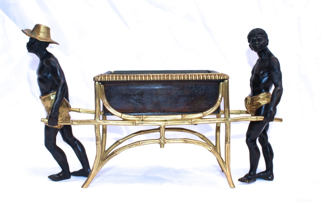 19th Century Austrian Black Bronze Jardiniere with Bamboo Design: 19th Century Austrian Black Bronze Jardiniere with Bamboo Design This exquisite late 19th-century Austrian jardiniere features an intricate bamboo design, showcasing exceptional craftsmanship and atte