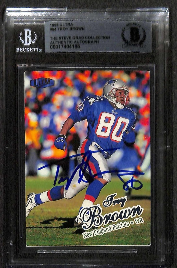 Autographed Troy Brown 1998 Ultra Football Card #54 Beckett Authenticated (1 of 1)