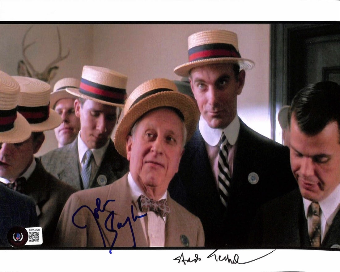 Autographed Eight Men Out 8x10 Photo Beckett Certified by Turkel and Sayles: Autographed Eight Men Out 8x10 Photo Beckett Certified by Turkel and Sayles This is an original 8x10 photograph autographed by Studs Turkel, who portrayed Hugh, and John Sayles, who played Ring Lardne
