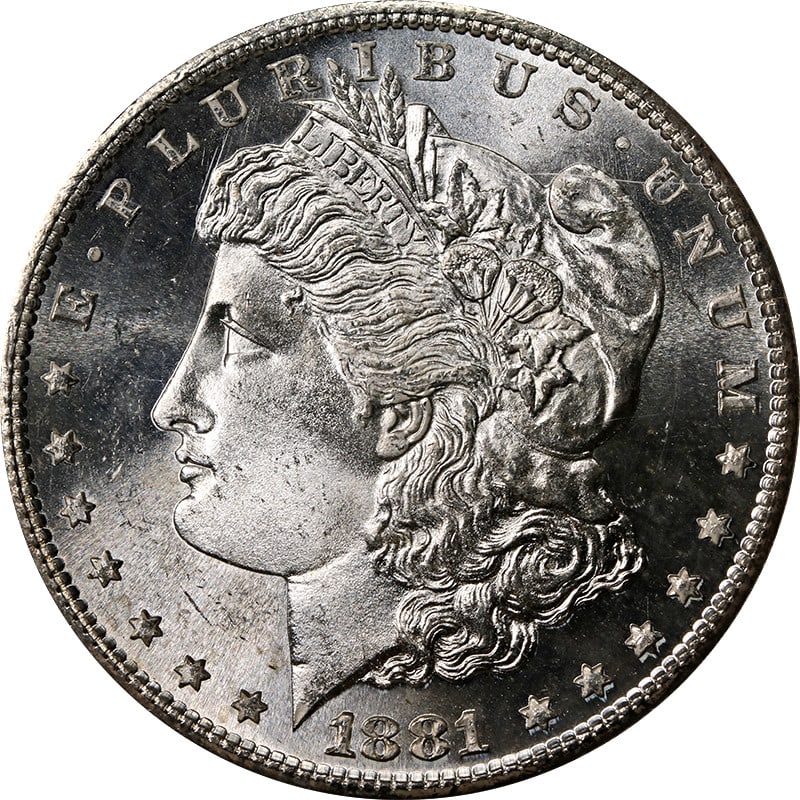 1881-S Morgan Silver Dollar NGC MS67 CAC Blast White Coin: 1881-S Morgan Silver Dollar NGC MS67 CAC Blast White Coin Behold the stunning 1881-S Morgan Silver Dollar, certified by NGC with a grade of MS67 and adorned with a CAC sticker. This uncirculated coin