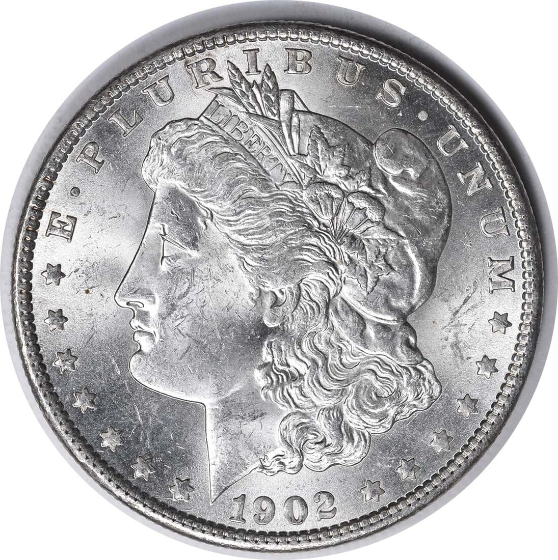 1902-O Morgan Silver Dollar VAM 25 Doubled Ear Brilliant Uncirculated: 1902-O Morgan Silver Dollar VAM 25 Doubled Ear Brilliant Uncirculated This 1902-O VAM 25 Morgan Silver Dollar features the distinctive doubled ear variety and was minted in New Orleans. The coin is ma