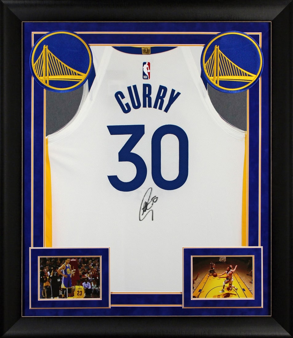 Stephen Curry Signed White Nike Association Jersey Framed JSA Certified: Stephen Curry Signed White Nike Association Jersey Framed JSA Certified Celebrate the legacy of Stephen Curry with this stunning autographed White Nike Association Edition Authentic Framed Jersey. Per