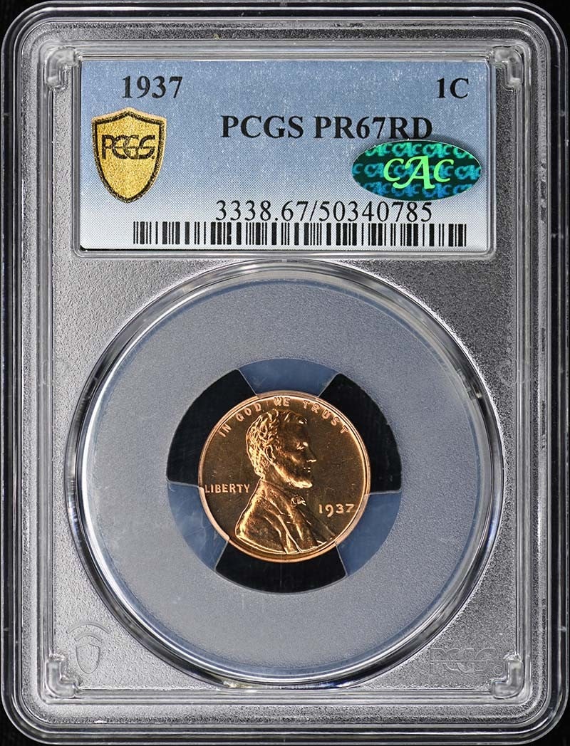 Lincoln Wheat Cent 1937 Proof PCGS PR67RD CAC Certified (1 of 5)