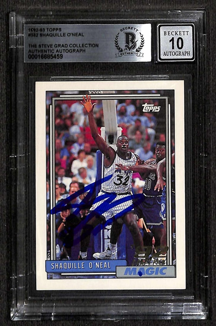 1992-93 Topps #362 Shaquille O'Neal Rookie Card Beckett Auto 10 Signed: 1992-93 Topps #362 Shaquille O'Neal Rookie Card Beckett Auto 10 Signed This is an original 1992/93 Topps #362 Shaquille O'Neal rookie card, personally signed by Shaquille O'Neal in blue permanent mark