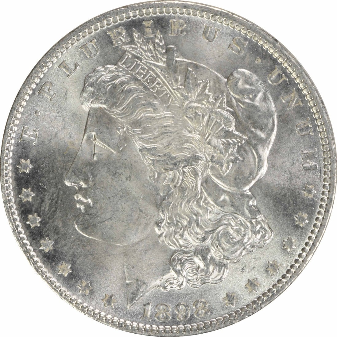 1898 Morgan Silver Dollar Choice BU Uncertified Silver Coin: 1898 Morgan Silver Dollar Choice BU Uncertified Silver Coin This 1898 Morgan Silver Dollar showcases a stunning Choice Brilliant Uncirculated (BU) grade, representing a remarkable piece of American nu