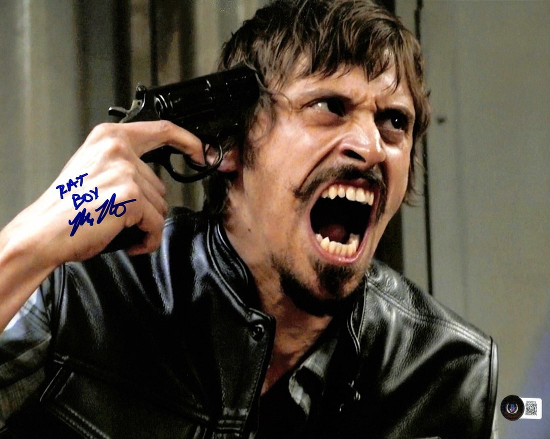 Niko Nicotera Signed 11x14 Sons of Anarchy Photo Beckett Authenticated: Niko Nicotera Signed 11x14 Sons of Anarchy Photo Beckett Authenticated This is an autographed 11x14 photograph of Niko Nicotera, known for his role as "George 'Rat Boy' Skogstrom" in the acclaimed TV