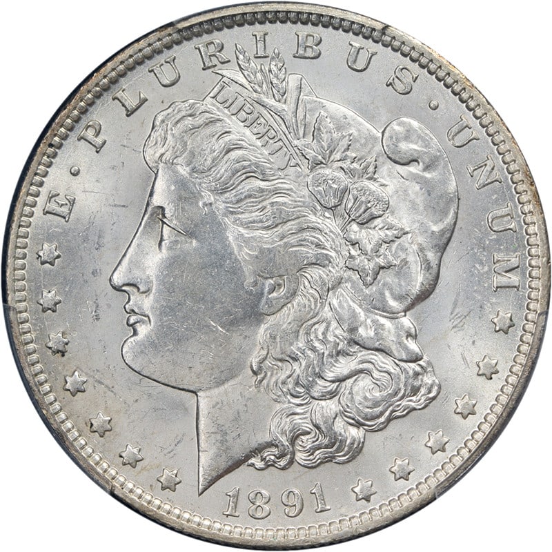 PCGS MS63 1891-O Silver Morgan Dollar Uncirculated with Strong Luster (1 of 4)