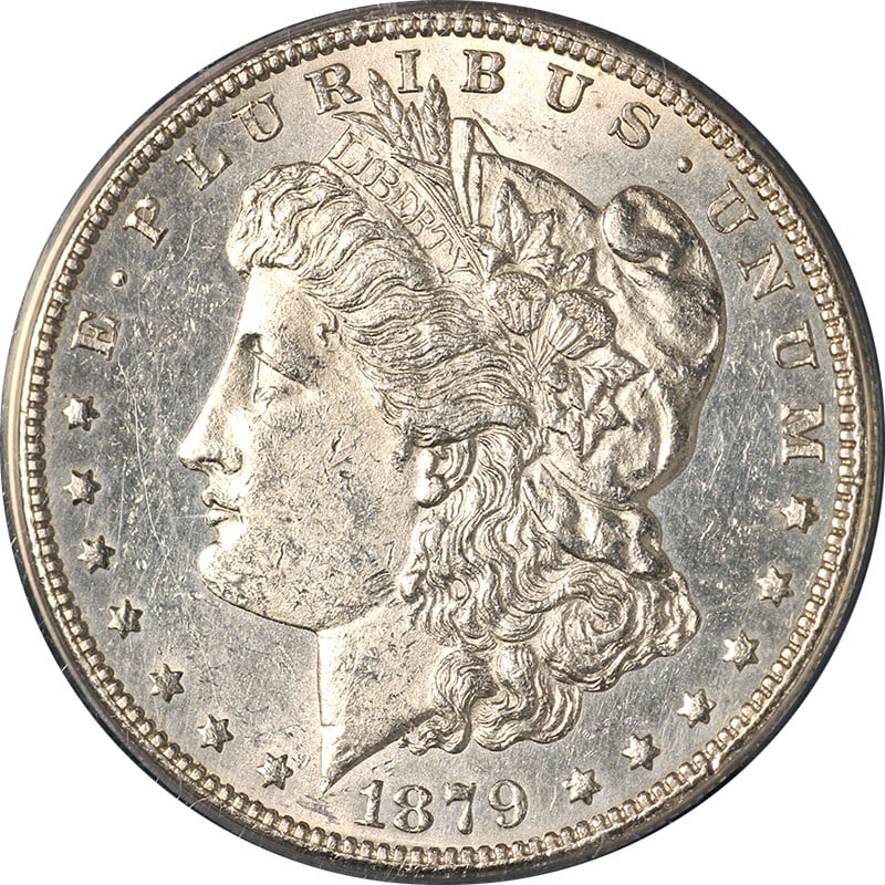 ANACS MS62 1879-S Reverse 78 Morgan Silver Dollar San Francisco Mint: ANACS MS62 1879-S Reverse 78 Morgan Silver Dollar San Francisco Mint This stunning 1879-S Rev 78 Morgan Silver Dollar showcases remarkable eye appeal with its blast white surface and exceptional luste