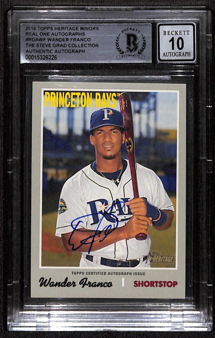 Wander Franco 2019 Topps Heritage Minors Signed Card Grade 10 Beckett: Wander Franco 2019 Topps Heritage Minors Signed Card Grade 10 Beckett This is a 2019 Topps Heritage Minors Real One signed trading card featuring Wander Franco, the talented shortstop for the Tampa Ba