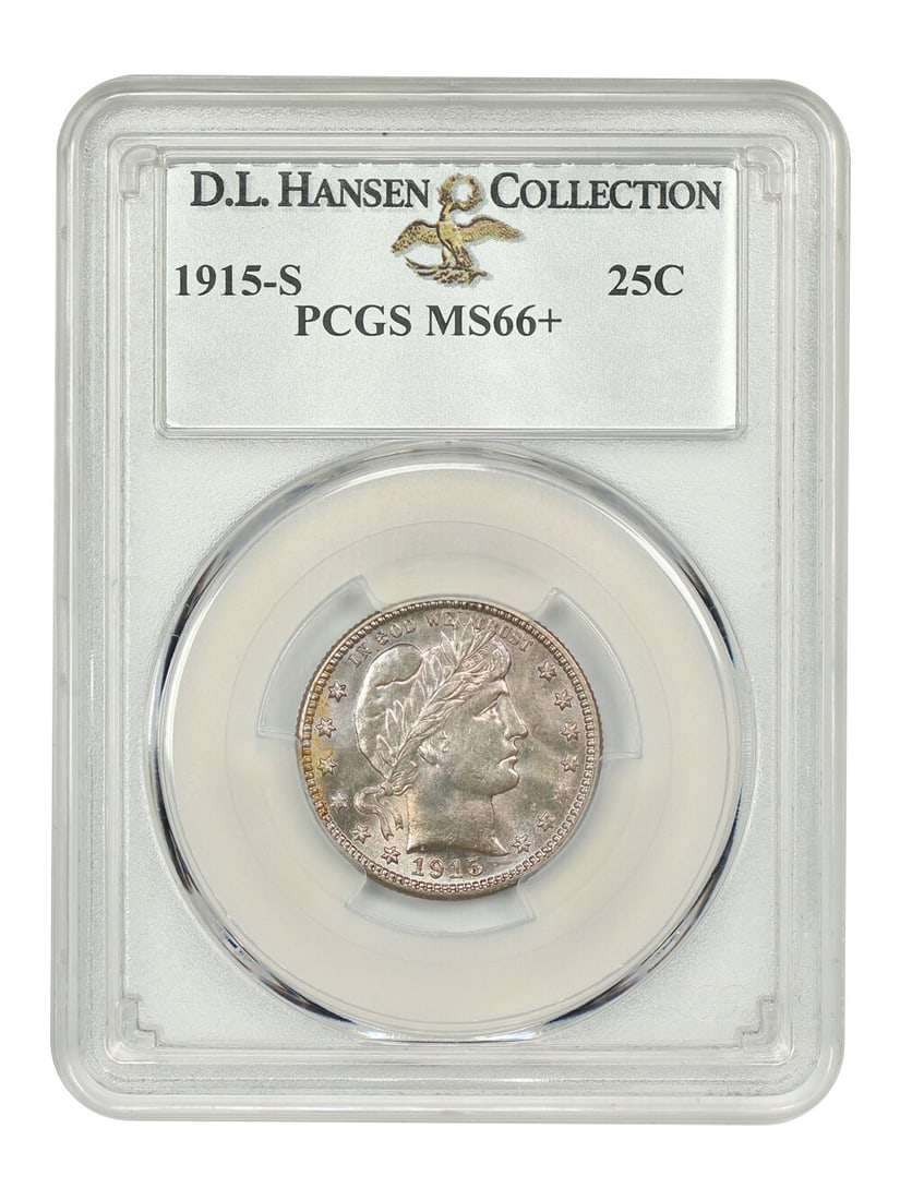 1915-S Barber Quarter PCGS MS66+ D.L. Hansen Collection (1 of 4)
